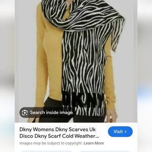 NWT.DKNY Zebra Pattern Scarf - Black and White
